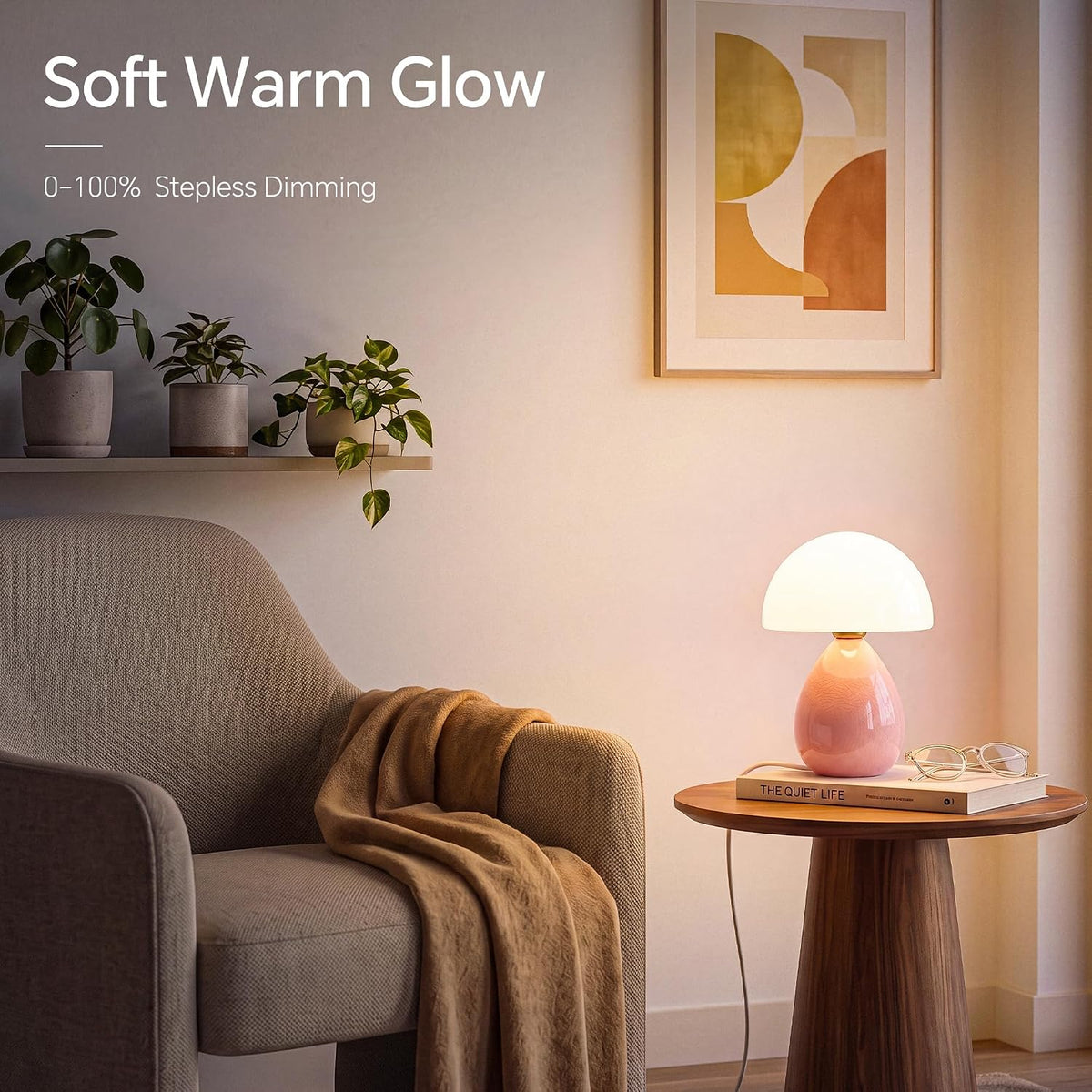 Mushroom Lamp Table Lamp for Bedroom-Small Desk Table Lamps,Orange