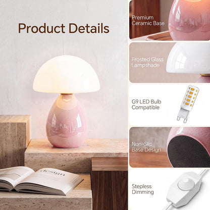Mushroom Lamp Table Lamp for Bedroom-Small Desk Table Lamps,Orange