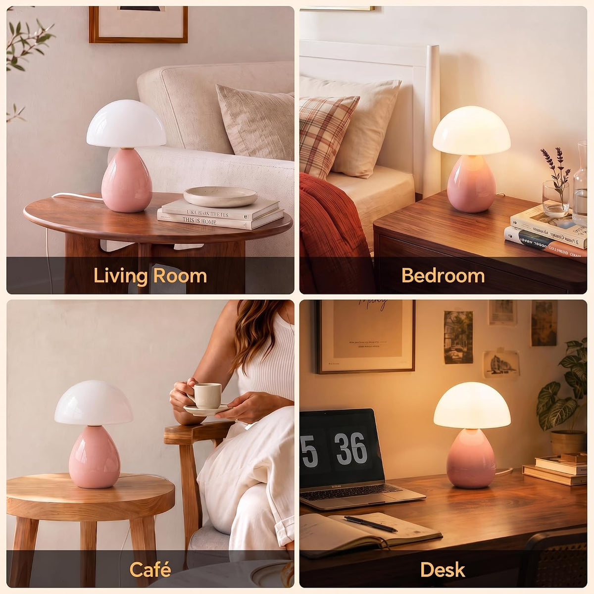 Mushroom Lamp Table Lamp for Bedroom-Small Desk Table Lamps,Orange