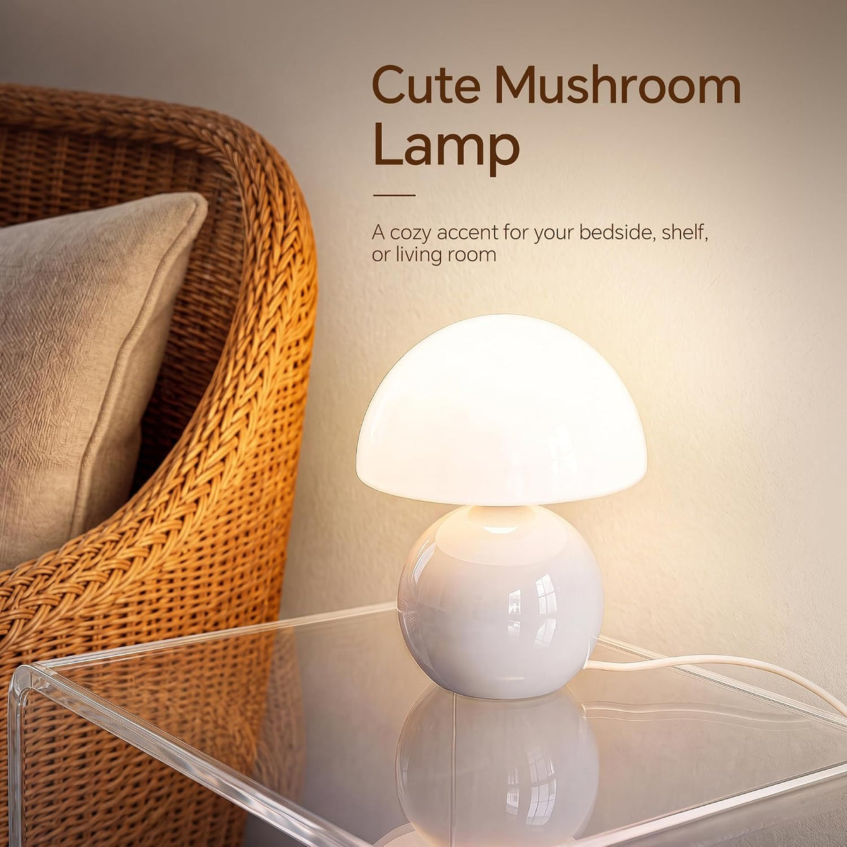 Mushroom Lamp Table Lamp for Bedroom-Small Desk Table Lamps,Orange