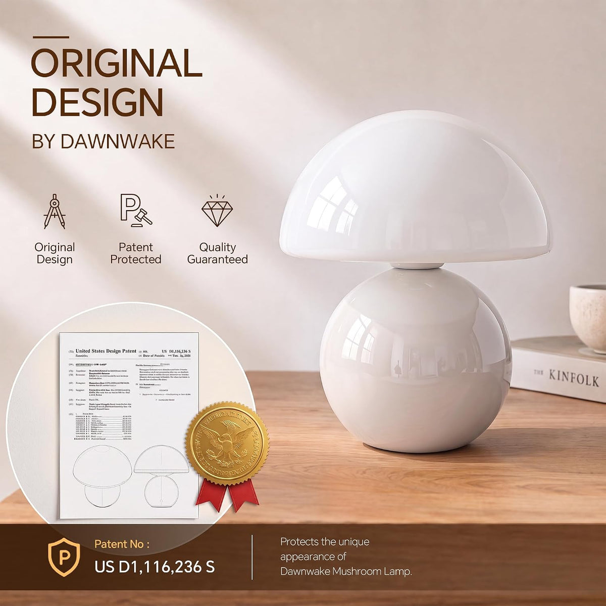 Mushroom Lamp Table Lamp for Bedroom-Small Desk Table Lamps,Orange
