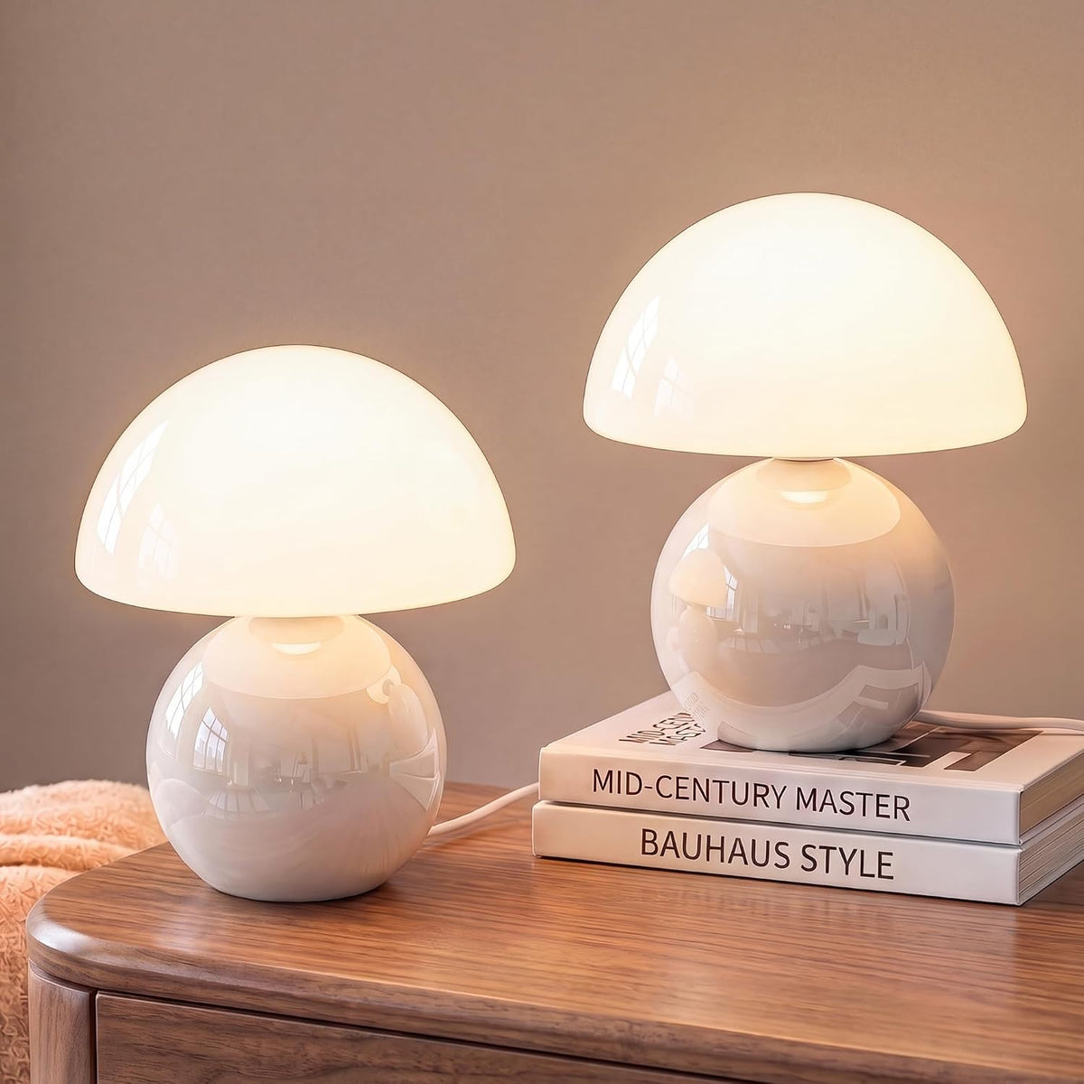Mushroom Lamp Table Lamp for Bedroom-Small Desk Table Lamps,Orange