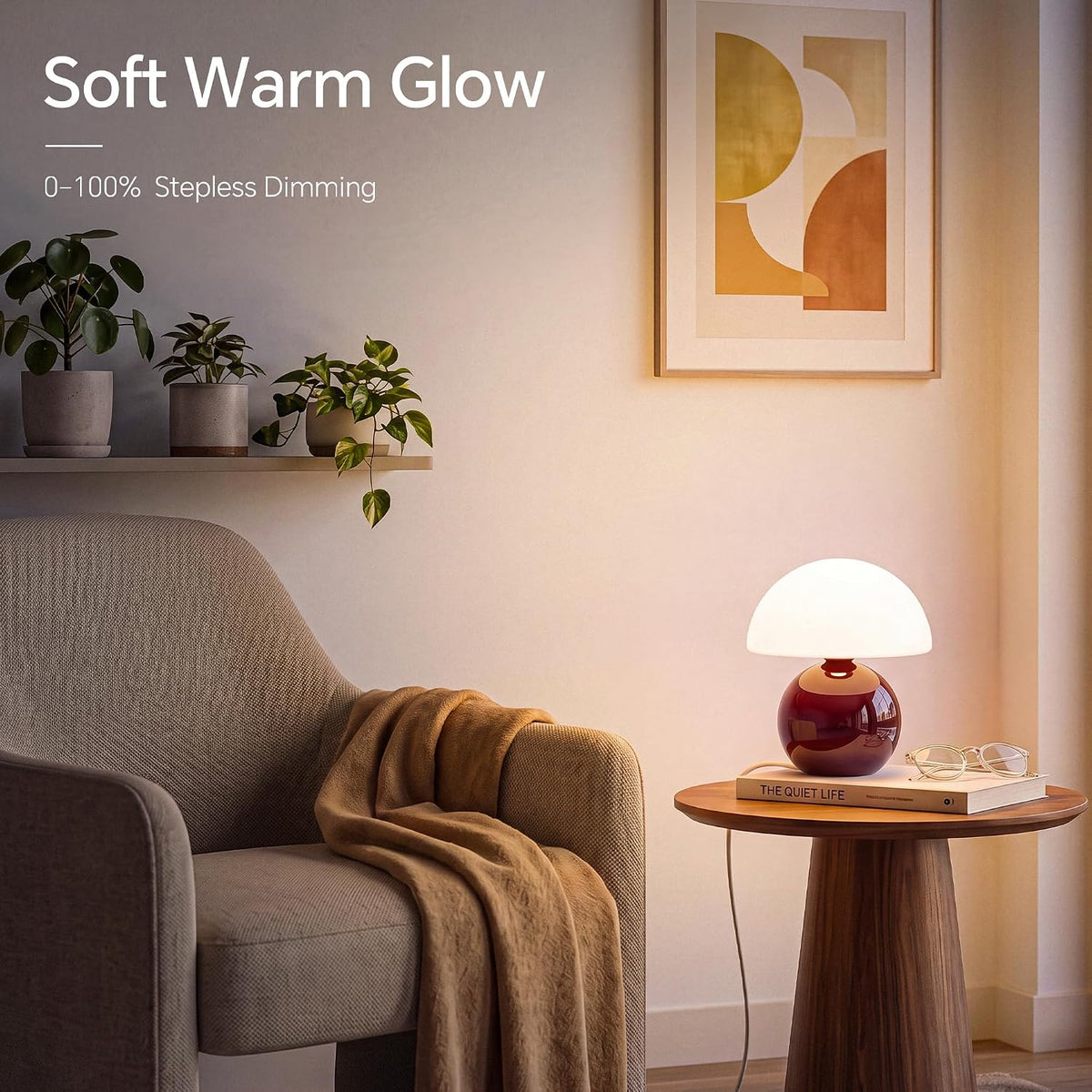 Mushroom Lamp Table Lamp for Bedroom-Small Desk Table Lamps,Orange