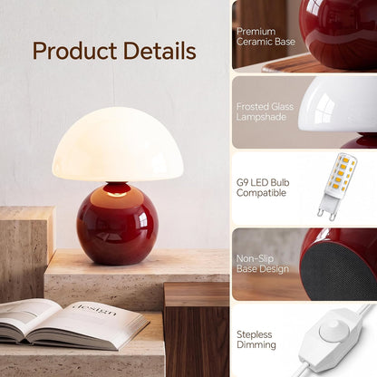 Mushroom Lamp Table Lamp for Bedroom-Small Desk Table Lamps,Orange