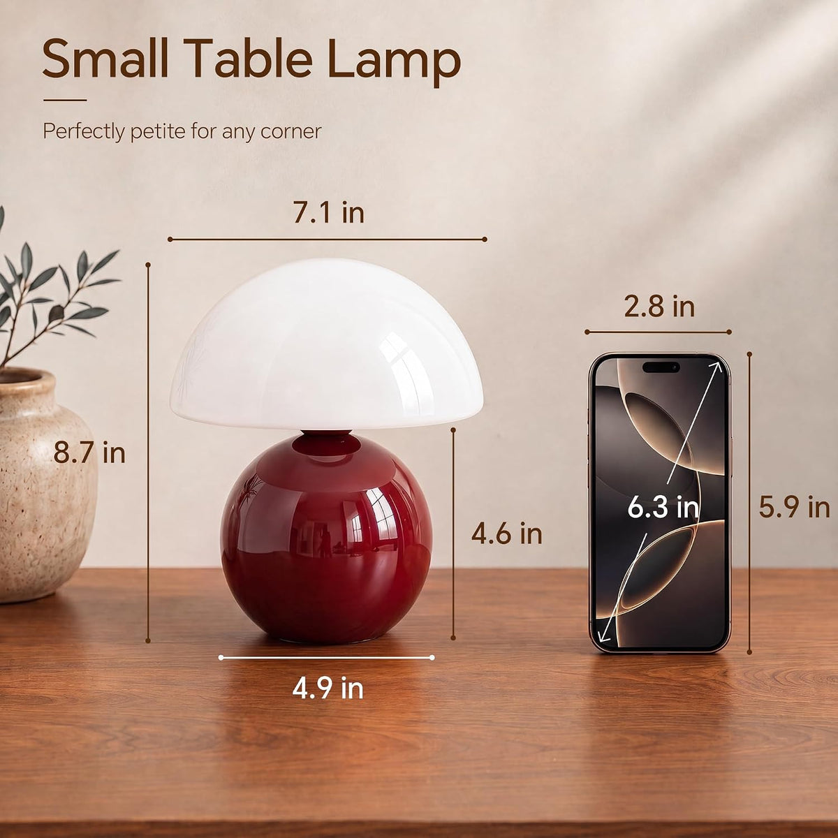Mushroom Lamp Table Lamp for Bedroom-Small Desk Table Lamps,Orange