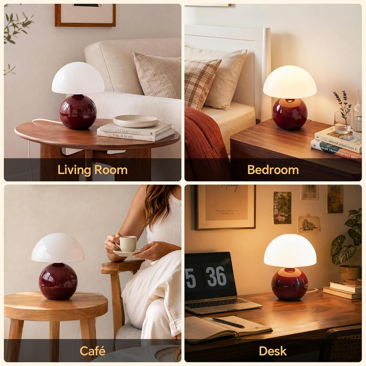 Mushroom Lamp Table Lamp for Bedroom-Small Desk Table Lamps,Orange