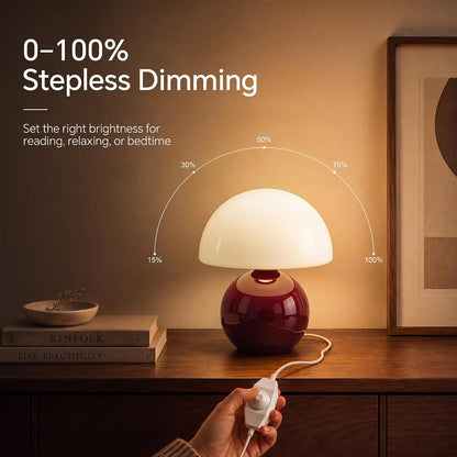Mushroom Lamp Table Lamp for Bedroom-Small Desk Table Lamps,Orange
