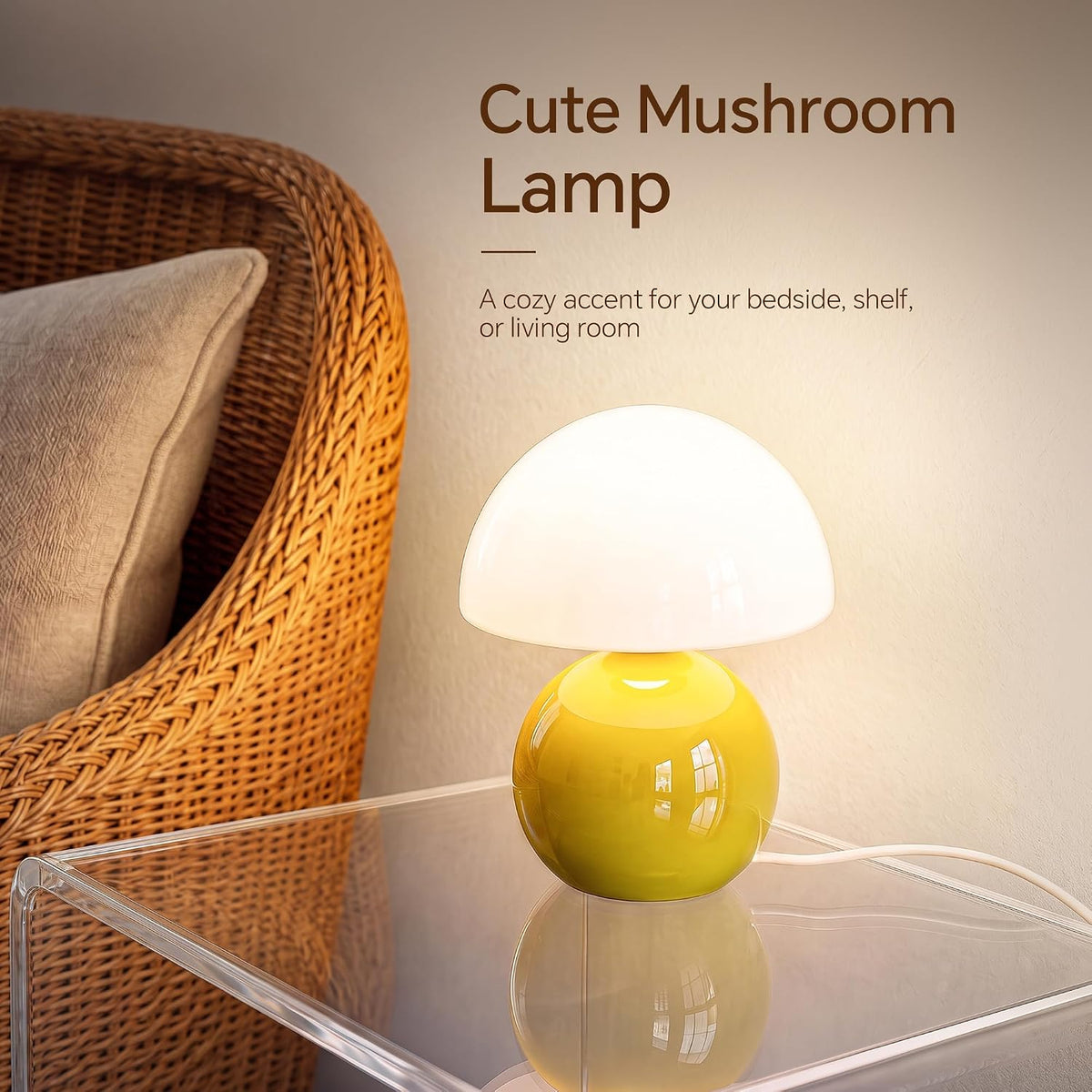 Mushroom Lamp Table Lamp for Bedroom-Small Desk Table Lamps,Orange