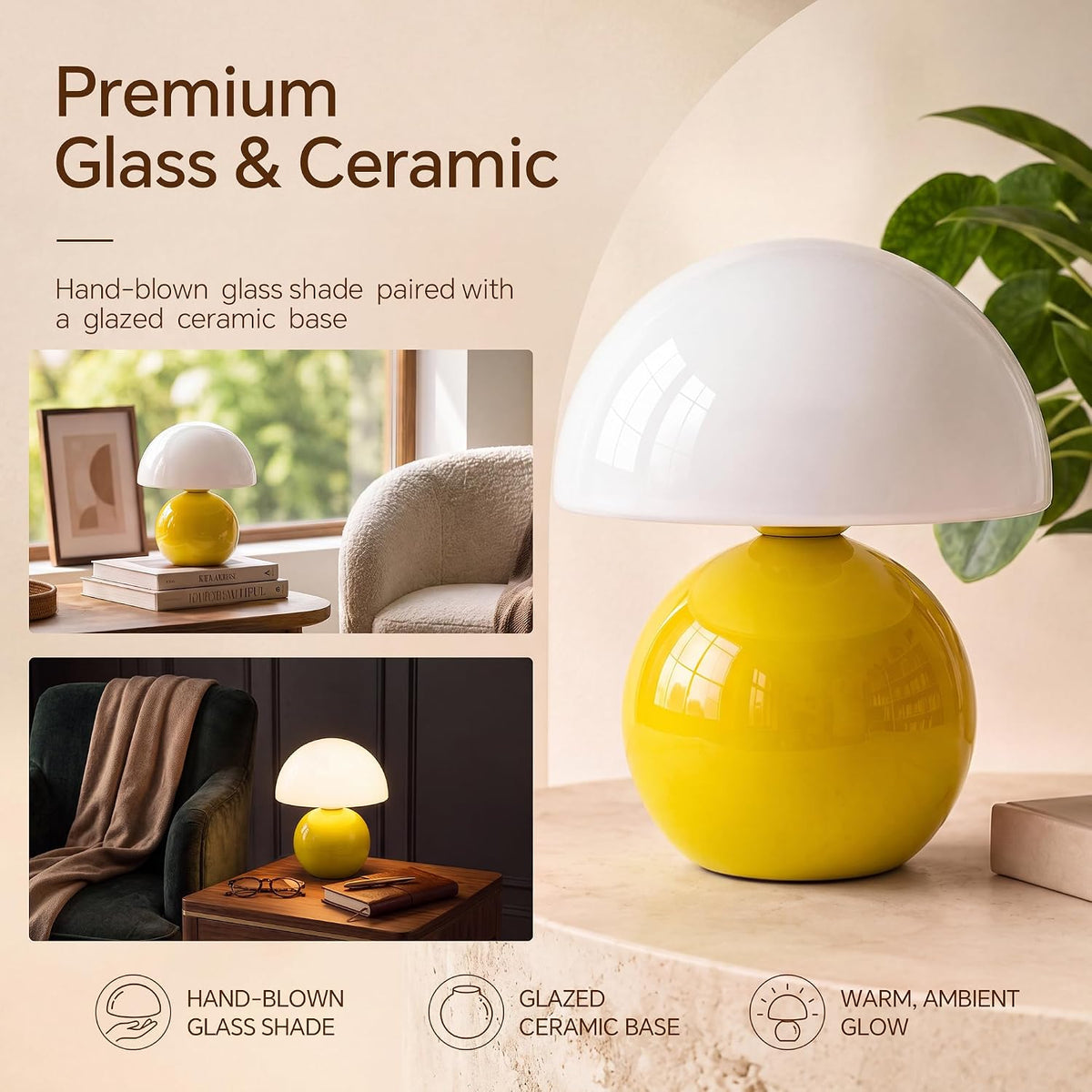 Mushroom Lamp Table Lamp for Bedroom-Small Desk Table Lamps,Orange