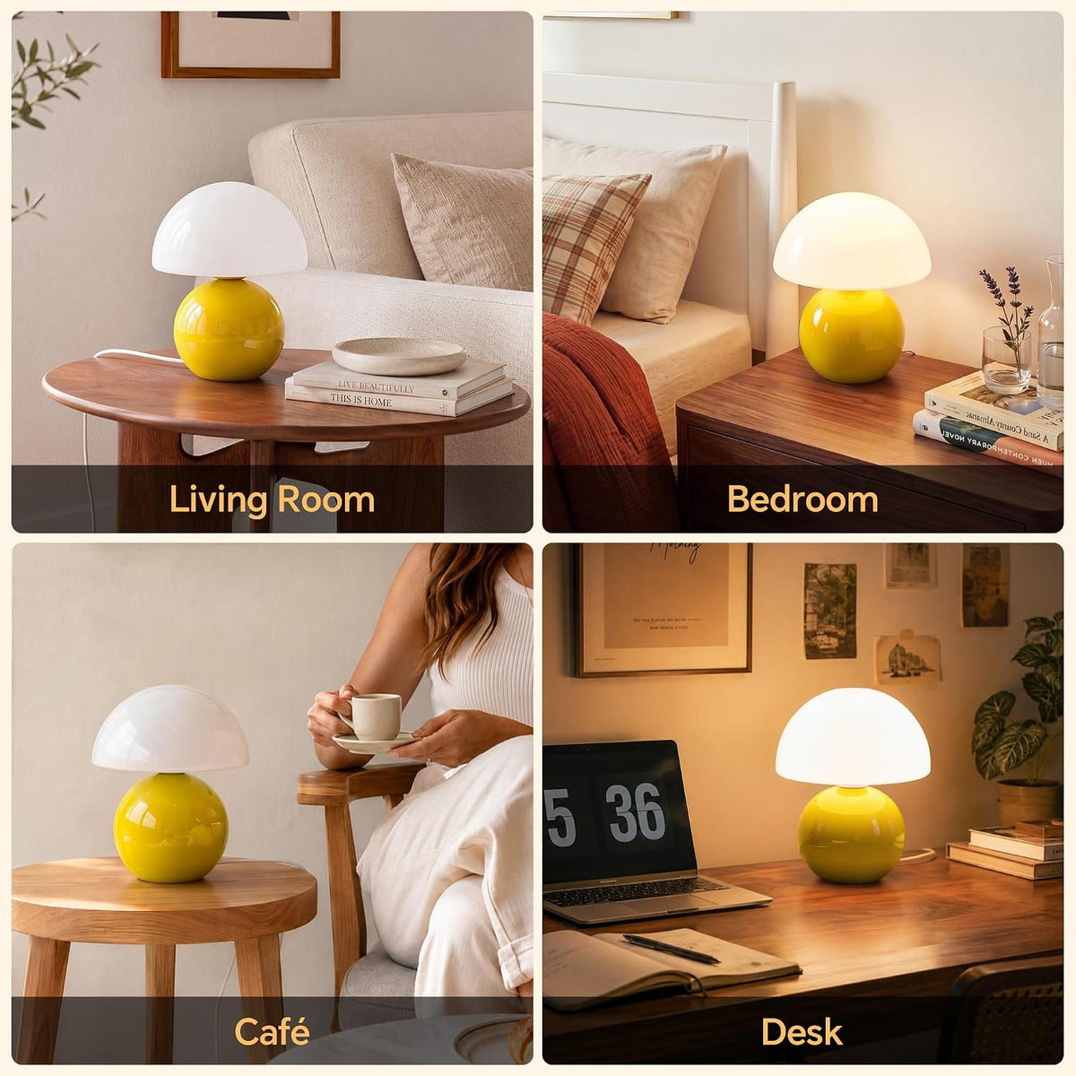 Mushroom Lamp Table Lamp for Bedroom-Small Desk Table Lamps,Orange