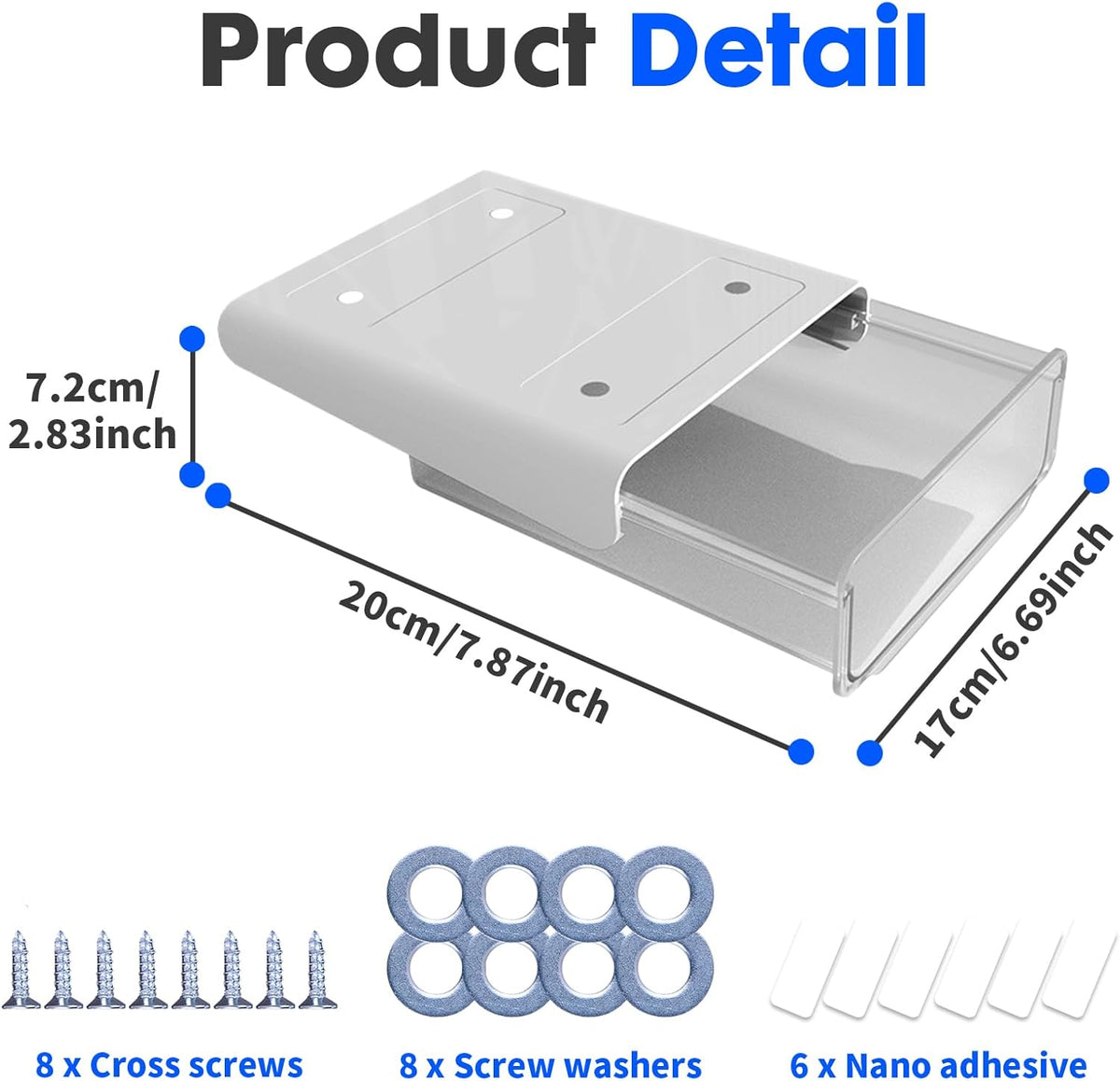Self-adhesive Under Desk Drawer, 2 Packs Table Hidden Organizer Slide Out Large Storage Desktop Pencil Tray for Office Home School Kitchen (White), Matte White