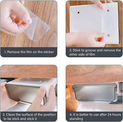 Self-adhesive Under Desk Drawer, 2 Packs Table Hidden Organizer Slide Out Large Storage Desktop Pencil Tray for Office Home School Kitchen (White), Matte White