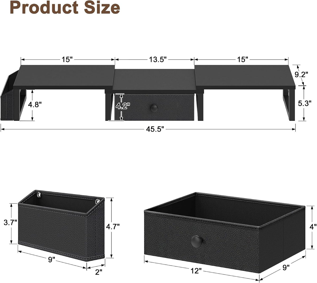 Dual Monitor Stand Riser,41.5'' Long Monitor Stand for 2 Monitors, Wood Computer Riser with Pocket, Desktop Oraganizer with Pen Holder, Monitor Riser for Desk Computer,Laptop,TV, Rustic Brown