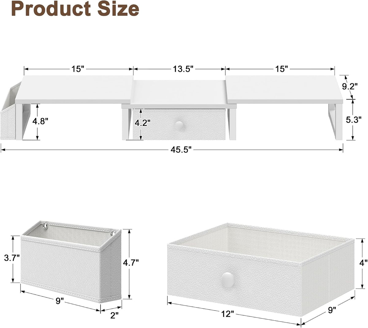 Dual Monitor Stand Riser,41.5'' Long Monitor Stand for 2 Monitors, Wood Computer Riser with Pocket, Desktop Oraganizer with Pen Holder, Monitor Riser for Desk Computer,Laptop,TV, Rustic Brown