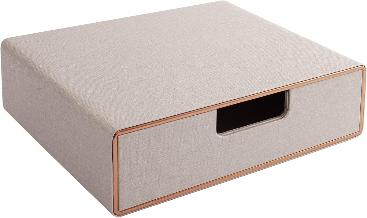 Fashion Multicolor Collocation Leather Desk Organizer File Cabinet Executive Office Supplies Desktop Filing A4 Contract Document Stackable Storage Box with 3 Drawers (Black)