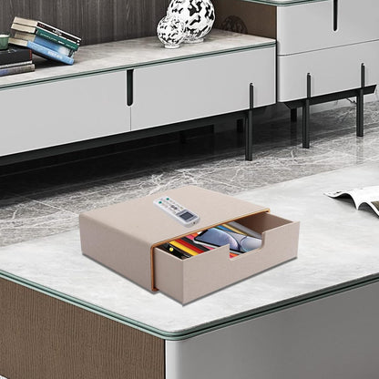 Fashion Multicolor Collocation Leather Desk Organizer File Cabinet Executive Office Supplies Desktop Filing A4 Contract Document Stackable Storage Box with 3 Drawers (Black)