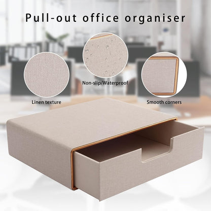 Fashion Multicolor Collocation Leather Desk Organizer File Cabinet Executive Office Supplies Desktop Filing A4 Contract Document Stackable Storage Box with 3 Drawers (Black)