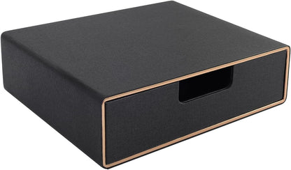 Fashion Multicolor Collocation Leather Desk Organizer File Cabinet Executive Office Supplies Desktop Filing A4 Contract Document Stackable Storage Box with 3 Drawers (Black)