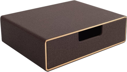 Fashion Multicolor Collocation Leather Desk Organizer File Cabinet Executive Office Supplies Desktop Filing A4 Contract Document Stackable Storage Box with 3 Drawers (Black)