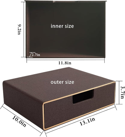 Fashion Multicolor Collocation Leather Desk Organizer File Cabinet Executive Office Supplies Desktop Filing A4 Contract Document Stackable Storage Box with 3 Drawers (Black)