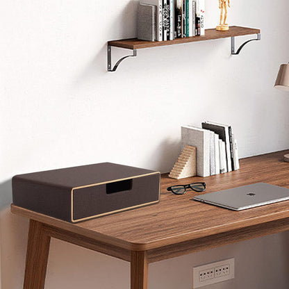 Fashion Multicolor Collocation Leather Desk Organizer File Cabinet Executive Office Supplies Desktop Filing A4 Contract Document Stackable Storage Box with 3 Drawers (Black)