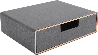 Fashion Multicolor Collocation Leather Desk Organizer File Cabinet Executive Office Supplies Desktop Filing A4 Contract Document Stackable Storage Box with 3 Drawers (Black)