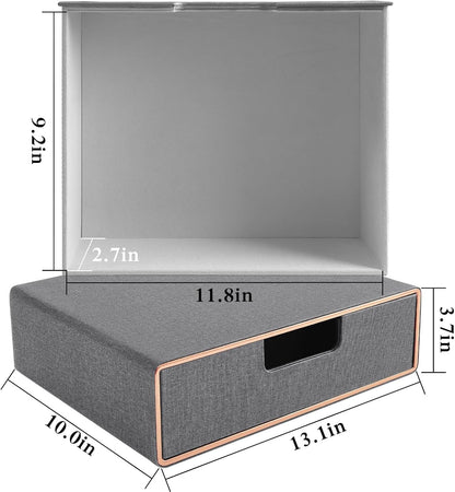 Fashion Multicolor Collocation Leather Desk Organizer File Cabinet Executive Office Supplies Desktop Filing A4 Contract Document Stackable Storage Box with 3 Drawers (Black)