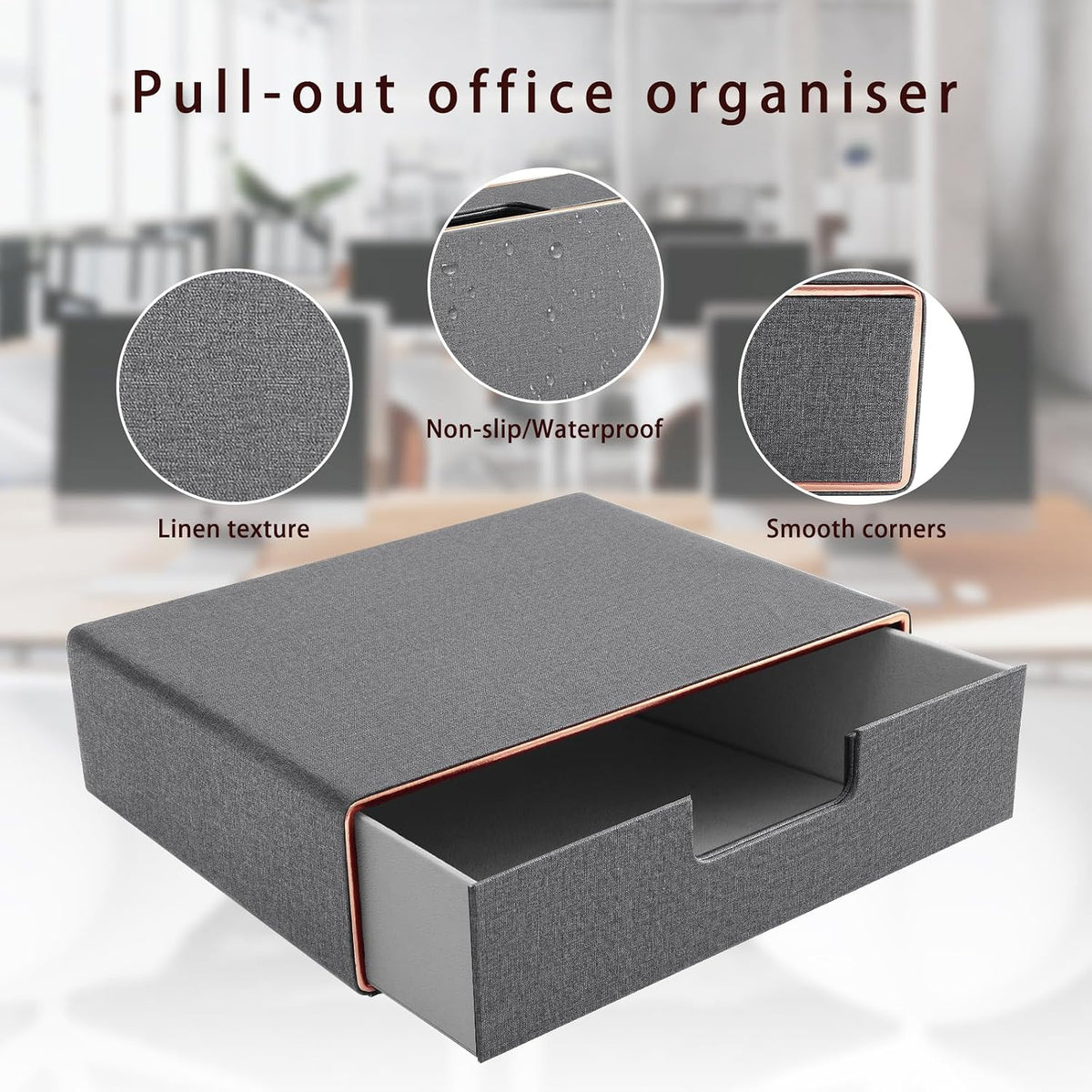 Fashion Multicolor Collocation Leather Desk Organizer File Cabinet Executive Office Supplies Desktop Filing A4 Contract Document Stackable Storage Box with 3 Drawers (Black)