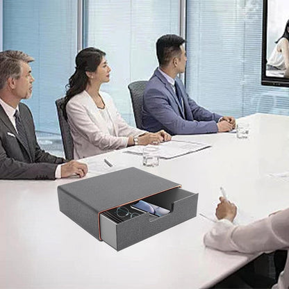Fashion Multicolor Collocation Leather Desk Organizer File Cabinet Executive Office Supplies Desktop Filing A4 Contract Document Stackable Storage Box with 3 Drawers (Black)