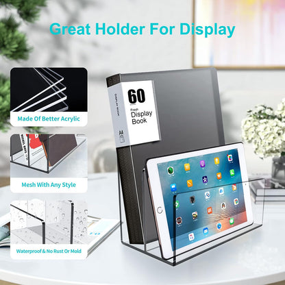 Boloyo Acrylic File Holder, 2 Sections Clear File Organizer Mail Letter Sorter Desktop Folder Holder for Home Office School Envelope Bill Filling Paper Document