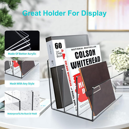 Boloyo Acrylic File Holder, 2 Sections Clear File Organizer Mail Letter Sorter Desktop Folder Holder for Home Office School Envelope Bill Filling Paper Document