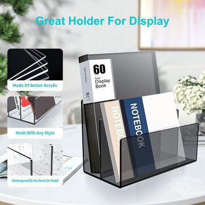 Boloyo Acrylic File Holder, 2 Sections Clear File Organizer Mail Letter Sorter Desktop Folder Holder for Home Office School Envelope Bill Filling Paper Document