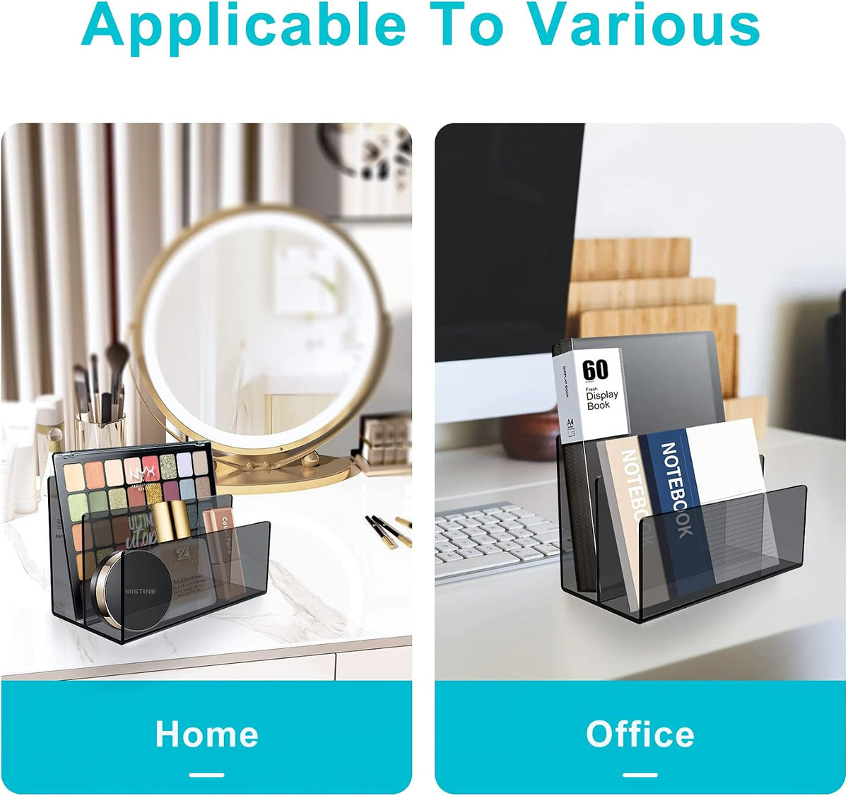 Boloyo Acrylic File Holder, 2 Sections Clear File Organizer Mail Letter Sorter Desktop Folder Holder for Home Office School Envelope Bill Filling Paper Document