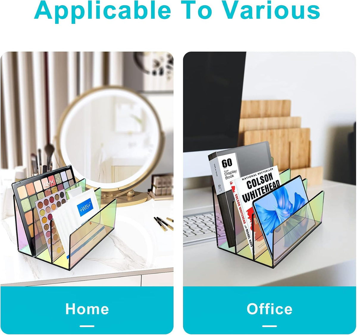 Boloyo Acrylic File Holder, 2 Sections Clear File Organizer Mail Letter Sorter Desktop Folder Holder for Home Office School Envelope Bill Filling Paper Document