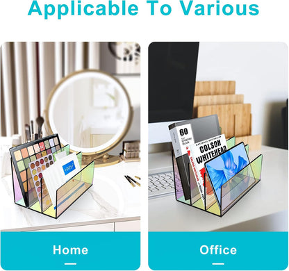 Boloyo Acrylic File Holder, 2 Sections Clear File Organizer Mail Letter Sorter Desktop Folder Holder for Home Office School Envelope Bill Filling Paper Document