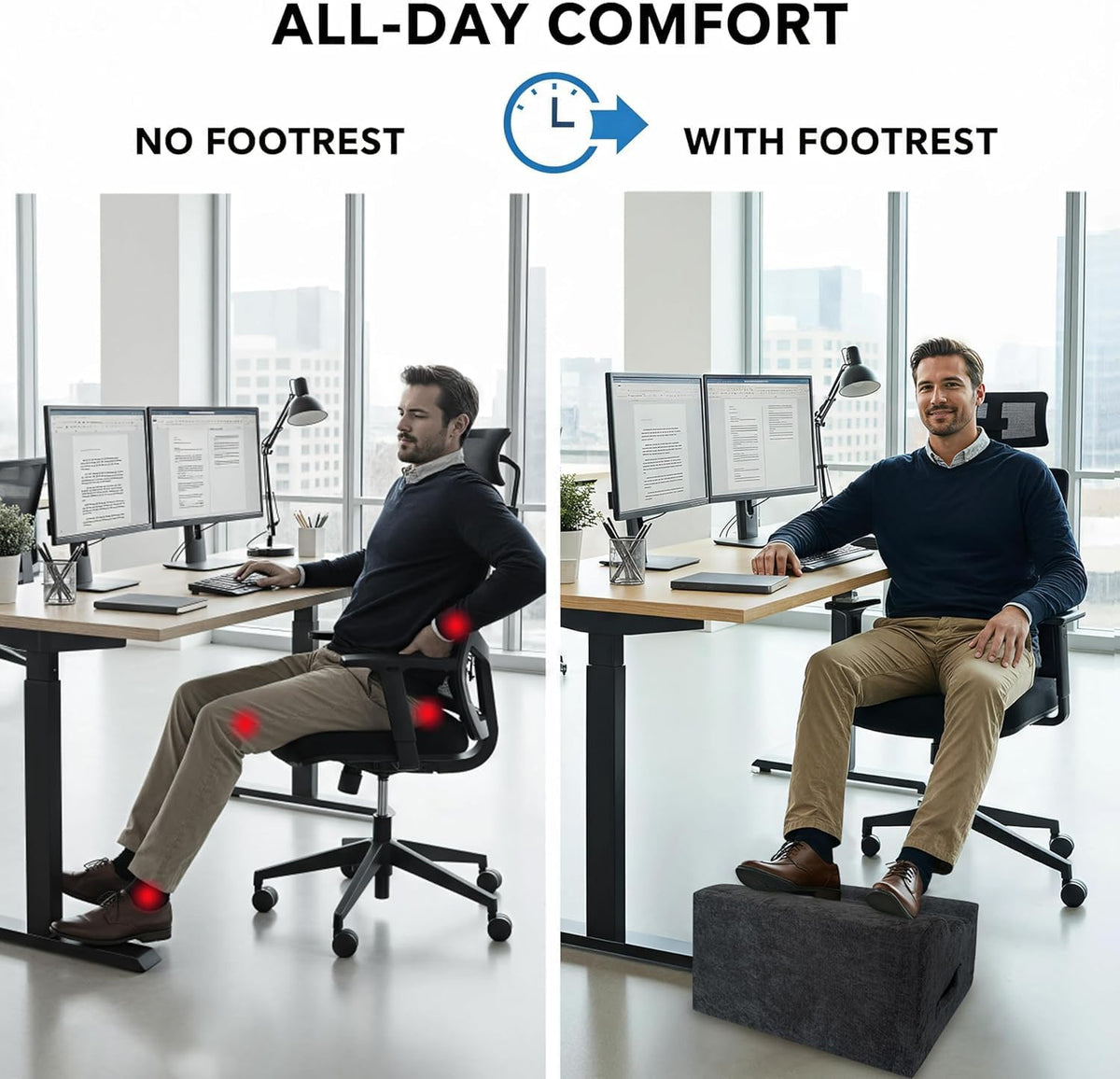 Under Desk Foot Rest, Adjustable Height Foot Stool for Office