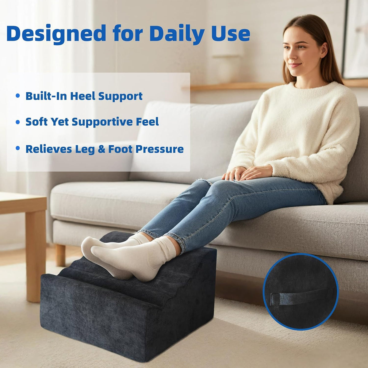 Under Desk Foot Rest, Adjustable Height Foot Stool for Office