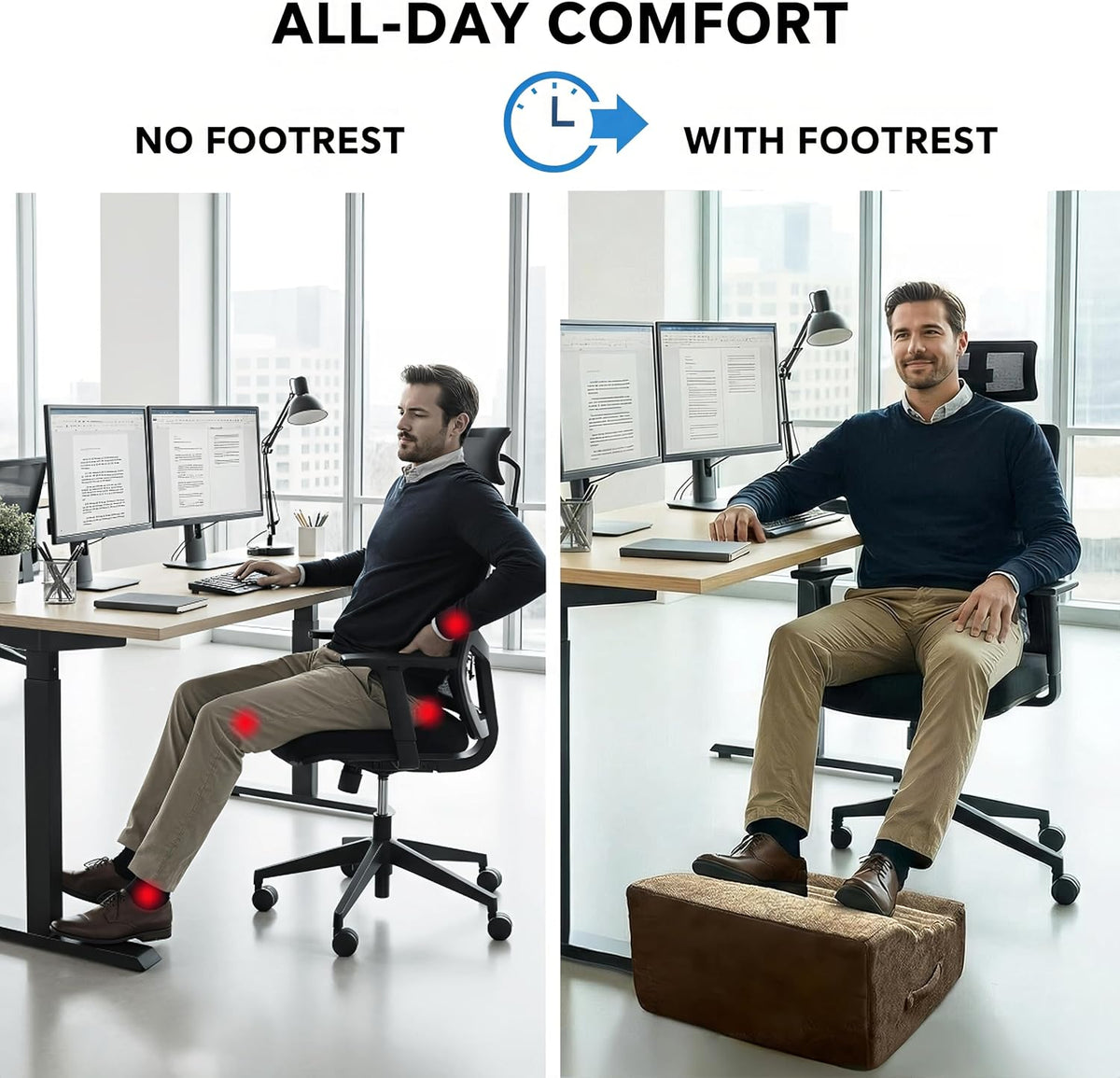 Under Desk Foot Rest, Adjustable Height Foot Stool for Office