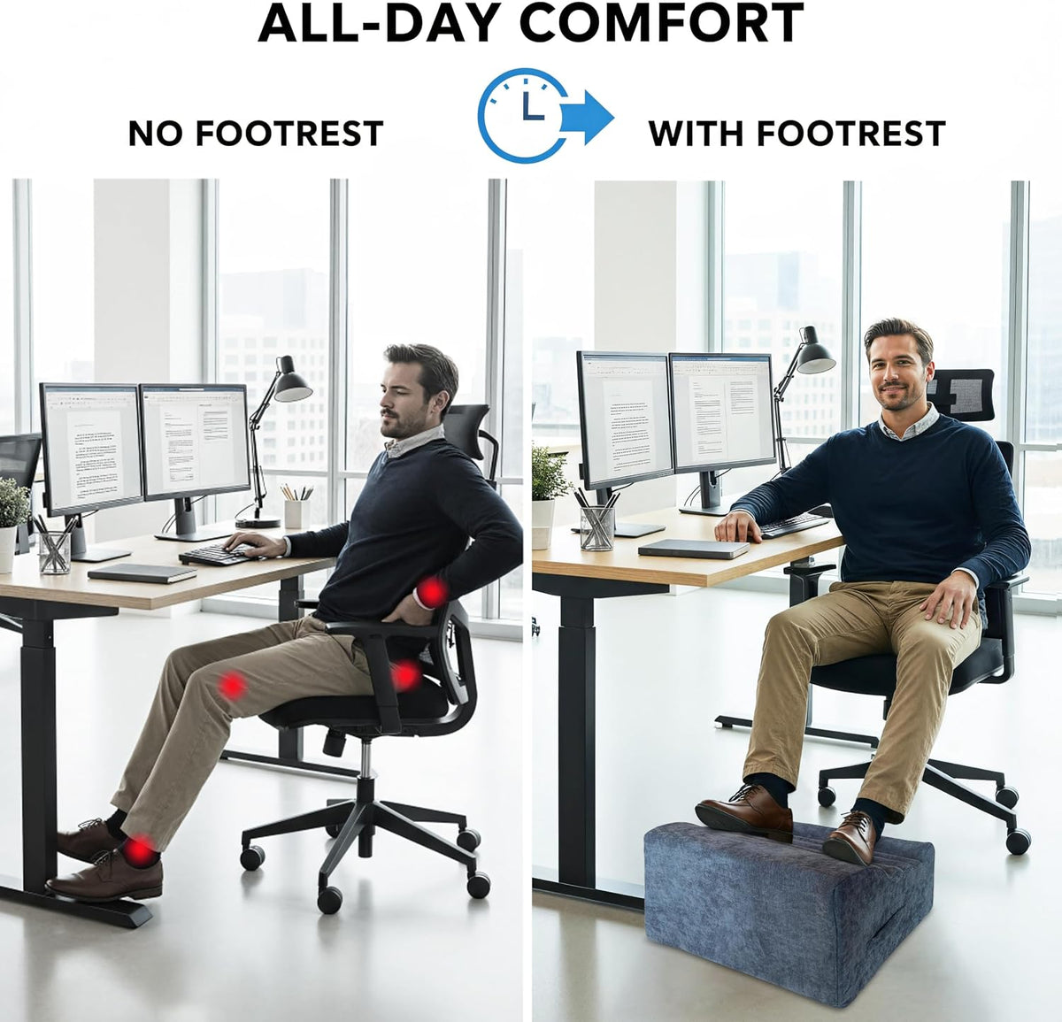 Under Desk Foot Rest, Adjustable Height Foot Stool for Office