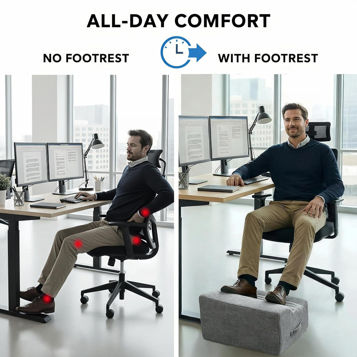 Under Desk Foot Rest, Adjustable Height Foot Stool for Office