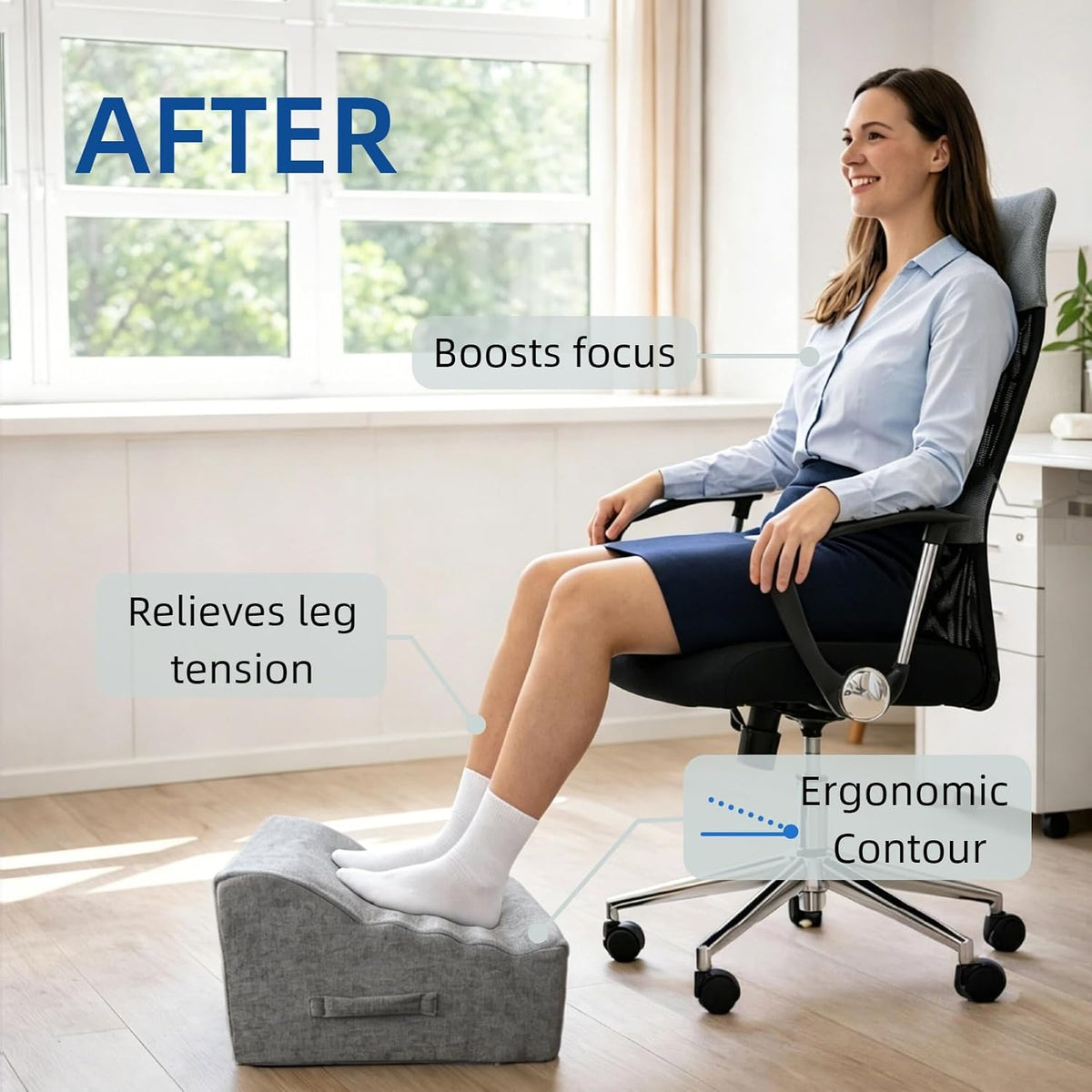 Under Desk Foot Rest, Adjustable Height Foot Stool for Office