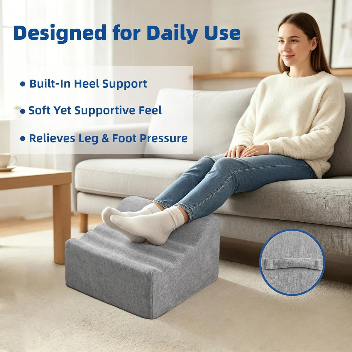 Under Desk Foot Rest, Adjustable Height Foot Stool for Office