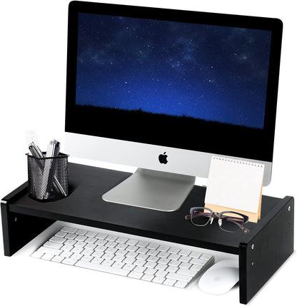 Solid Wood Monitor Stand Riser, Monitor Riser with 2 Adjustable Height, 15.8 inch Computer Riser for Computer, iMac, PC, Printer, Computer Monitor Stand for Home & Office, Natural