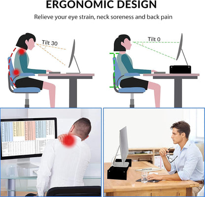 Solid Wood Monitor Stand Riser, Monitor Riser with 2 Adjustable Height, 15.8 inch Computer Riser for Computer, iMac, PC, Printer, Computer Monitor Stand for Home & Office, Natural
