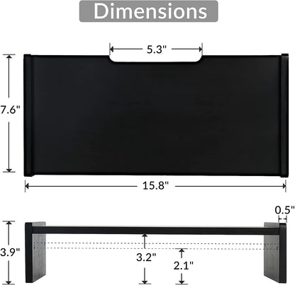 Solid Wood Monitor Stand Riser, Monitor Riser with 2 Adjustable Height, 15.8 inch Computer Riser for Computer, iMac, PC, Printer, Computer Monitor Stand for Home & Office, Natural