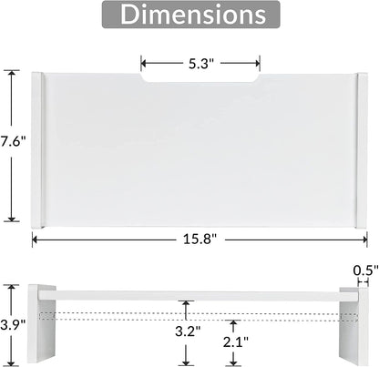Solid Wood Monitor Stand Riser, Monitor Riser with 2 Adjustable Height, 15.8 inch Computer Riser for Computer, iMac, PC, Printer, Computer Monitor Stand for Home & Office, Natural