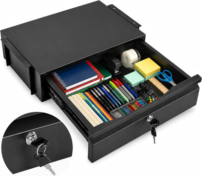 Under Desk Drawer 15.7" x 11.8" x 4.3" with Lock & Keys
