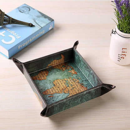 Valet Tray Desktop Storage Organizer – Vegan Leather Catchall Bedside Vanity Tray Nightstand Caddy Holder for Remote Controller, Watch, Keys, Phone, Wallet, Coin, Jewelry (Orange/Black)
