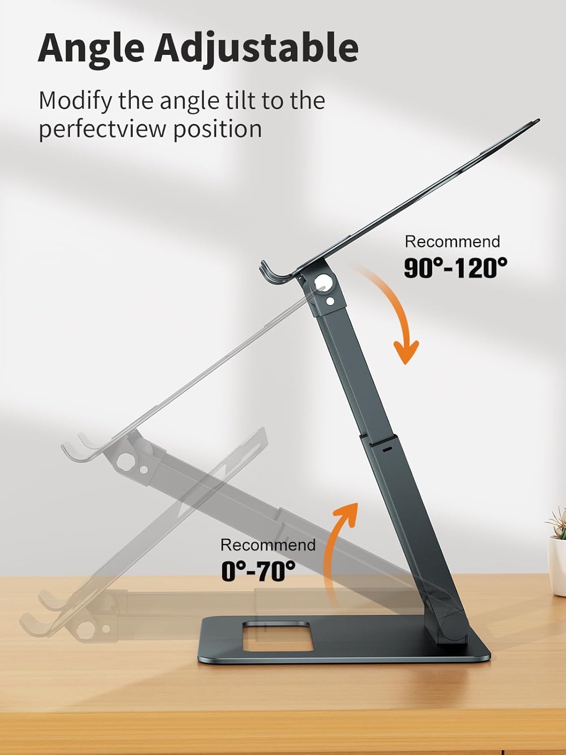 Laptop Stand for Desk Adjustable Height, Telescopic Computer Stand with Pull Out Design Ergonomic Laptop Riser Fits All Laptops 10-17"-Gray
