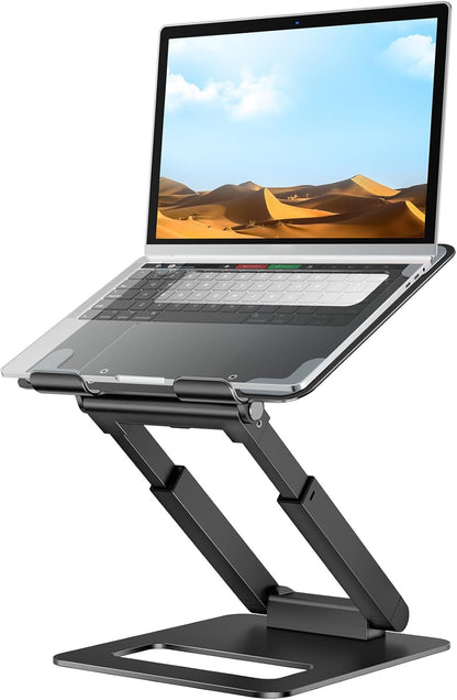 Laptop Stand for Desk Adjustable Height, Telescopic Computer Stand with Pull Out Design Ergonomic Laptop Riser Fits All Laptops 10-17"-Gray
